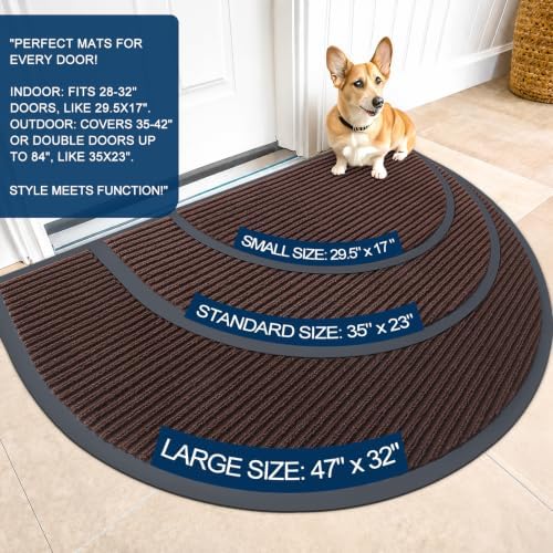 OLANLY Half Circle Front Door Mat 33x21, Waterproof Heavy-Duty Doormat - Image 2
