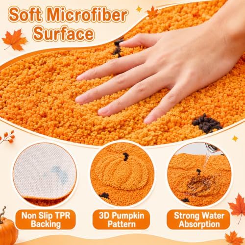 Capoda 1 Pcs Fall Pumpkin Bathroom Rug 20 x 30 Inch - Image 3