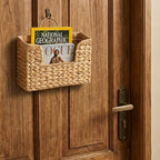 Set of 2 Magazine Holder Wall Basket Water Hyacinth Woven Mail Organizer - Image 7
