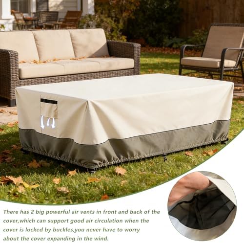 72 Inch Rectangular/Oval Patio Table Cover, Heavy Duty Waterproof Outdoor - Image 5