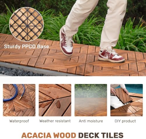 Acacia Wood Interlocking Deck Tiles - Image 5
