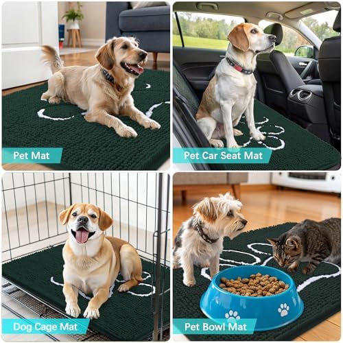 OLANLY Dog Door Mat for Muddy Paws 47x32, Paw Print Design Chenille Mud Mat - Image 7