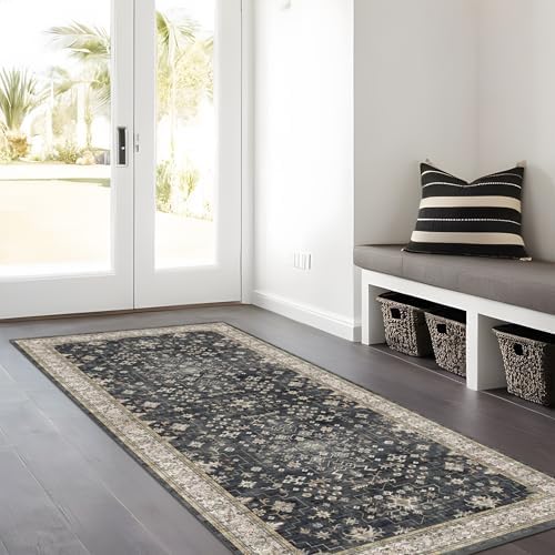 Black Boho Washable 3x6 Large Kitchen Runner Rug, Indoor Entryway Home Office - Image 3