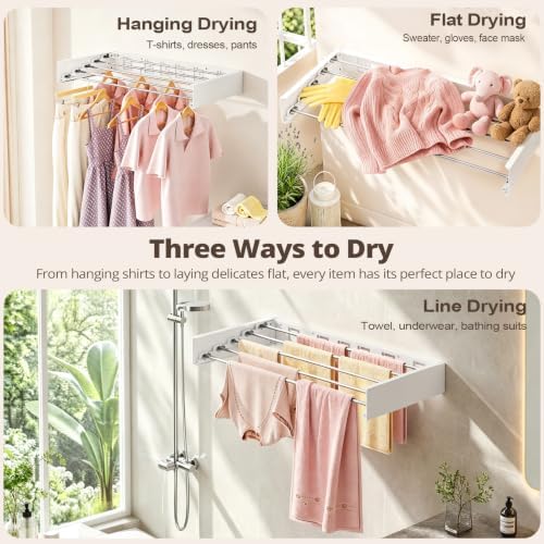 Wall Mounted Clothes Drying Rack Folding Indoor, Foldable Laundry Drying Rack - Image 6