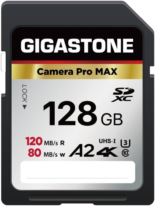 【5-Years Data Recovery】 GIGASTONE 128GB SD Card, 4K Camera Pro MAX, UHS-I A2 4K by Gigastone