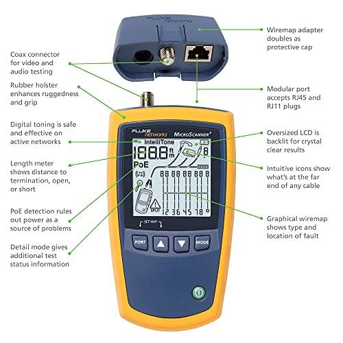 Fluke Networks MS2-KIT MicroScanner2 Copper Cable Verifier Kit, Troubleshoots - Image 2