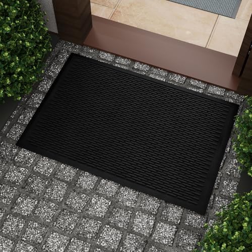 Ottomanson Waterproof Rubber Outdoor Doormat – Heavy-Duty Non-Slip Rubber Floor by Ottomanson