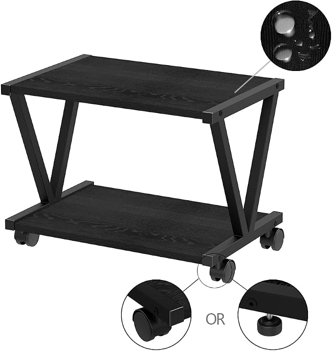 VEDECASA Retro Desktop Printer Stand 2 Double Tiers Wood Printer Shelf Modern - Image 6