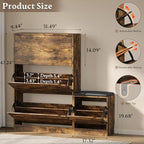 BORNOON Shoe Cabinet with Bench and 3 Flip Drawers, Slim Narrow Shoe Storage - Image 2