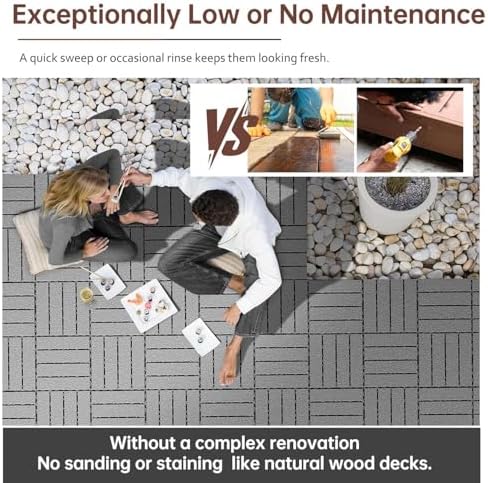 EchoDeck Interlocking Deck Tiles, 9 Pack Patio Tiles Outdoor Interlocking All - Image 7