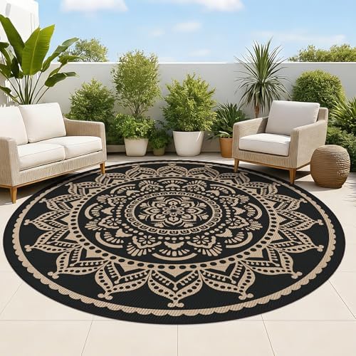 Bsmathom Waterproof Outdoor Rug, 6ft Round by Bsmathom