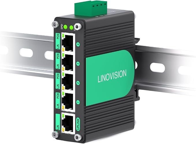 LINOVISION Industrial 5 Ports Gigabit 12V PoE Switch, Solar Powered Switch by LINOVISION%C2%AE