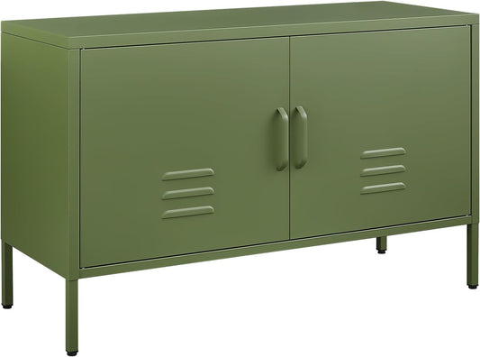 TV Stand with Storage,Metal Cabinet with Doors,TV Console with Storage with Adjustable Shelf,Morden TV Cabinet for Bedroom,Living Room,Avocado Green