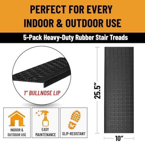 Ottomanson Outdoor Bullnose Stair Treads – Grid Heavy-Duty Non Slip Stair Mats - Image 3