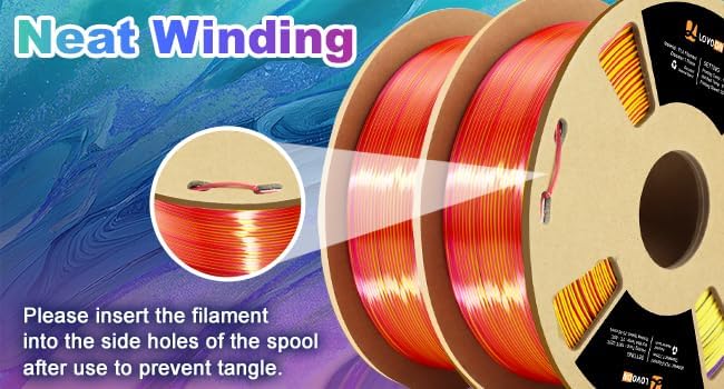 LOVOON Silk PLA 3D Printing Filament Bundle 2KG, PLA Filament 1.75mm Shiny - Image 7