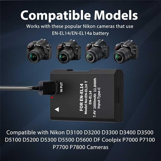 LP EN-EL14 EN-EL14a Battery 1600mAh 2-Pack - Image 4