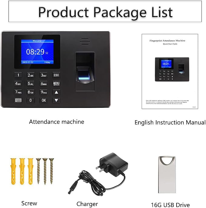 MIKONIYA Time Clock, Attendance Machine ​with Fingerprint, Time Clocks - Image 8