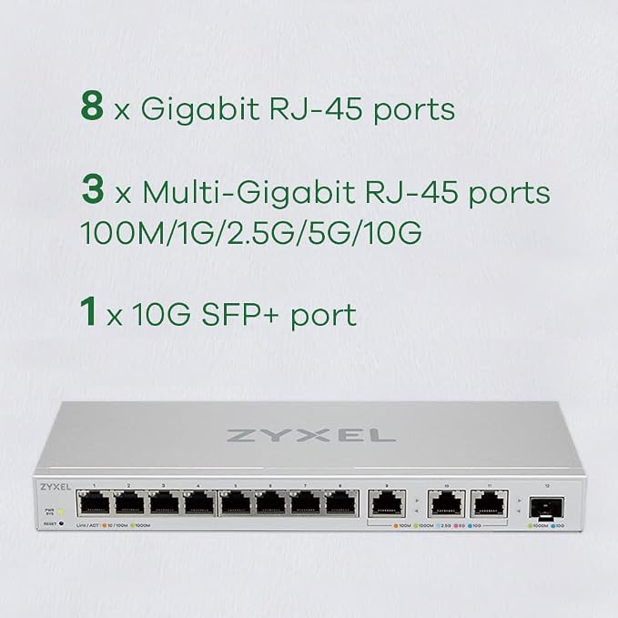 Zyxel 12 Port Network Switch | 10Gb Multi Gigabit Switch | Web Managed | 8X 1G - Image 4