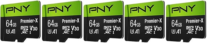 PNY 64GB Premier-X Class 10 U3 V30 microSDXC Flash Memory Card 5-Pack - Image 2