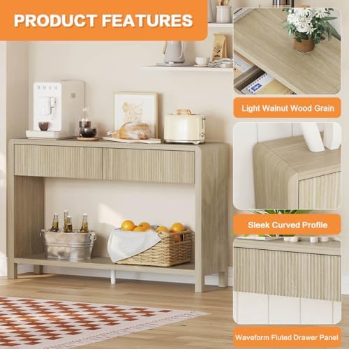 FATORRI Console Table for Entryway Storage, 47.2 Inch Light Walnut - Image 5