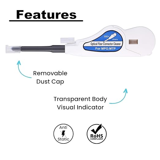 Fiber Optic Cleaner for MTP/MPO Connector, Over 500 Times Cleans, Fiber Endface - Image 4