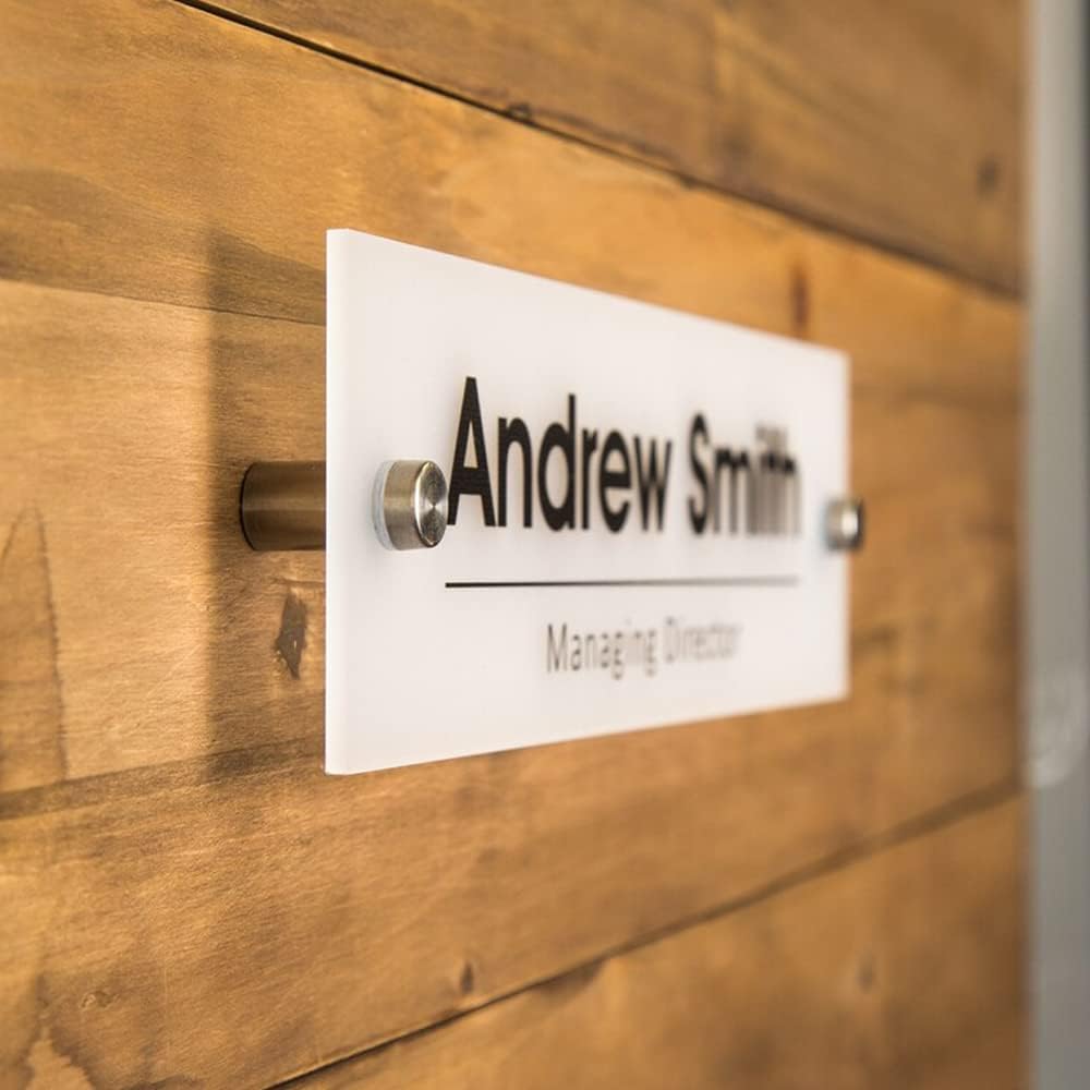 Personalized Office Door Sign, Custom Acrylic Name Plate with Name and Job Title, Professional Wall Mounted Plaque for Business, Desk, Meeting Room, Manager, Director, Reception or Office Decoration