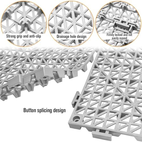 12 Pcs Drainage Mat Modular Interlocking Cushion 11.8" x 11.8" Garage Floor - Image 4