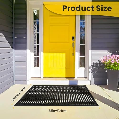 24"x 36" Rubber Floor Mat, Non-Slip Rubber Floor Mat Heavy Duty Mats - Image 2