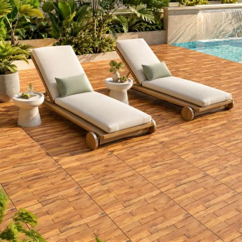 Goplus 24-Pack Acacia Wood Interlocking Deck Tiles - Image 3