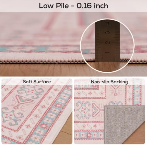 6x9 Living Room Rug, Washable Non Slip Distressed Boho Vintage Carpet - Image 4