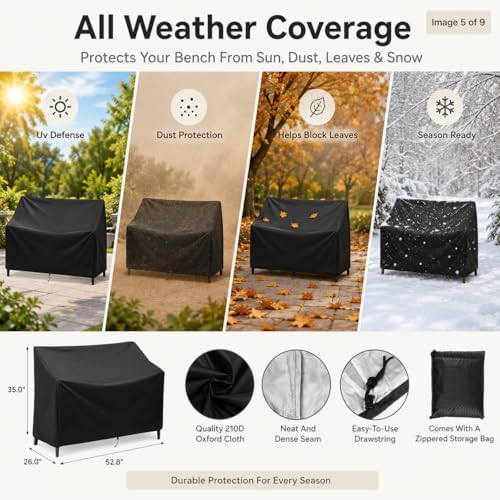 Outdoor Bench Cover, 2 Seater Patio Bench Cover, Waterproof Heavy Duty - Image 5
