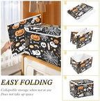 Bolaz Storage Bins with Lids and Handles, Halloween Seamless Pumpkins Spider - Image 4