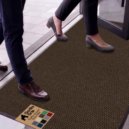 GORILLA GRIP Traffic Guard Indoor Outdoor Heavy Duty Door Mat, 60x36 Brown by GorillaGrip
