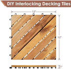 PrimeZone 432 PCS Solid Acacia Wood Interlocking Patio Deck Tiles Outdoor - Image 2