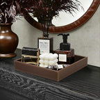 HofferRuffer Faux Leather Vanity Tray, Elegant Desktop Storage Organizer - Image 3