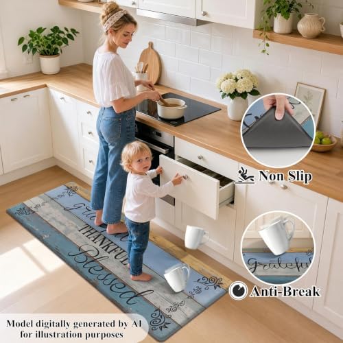 HEBE Anti Fatigue Kitchen Mat Set of 2, Cushioned Kitchen Mats - Image 4