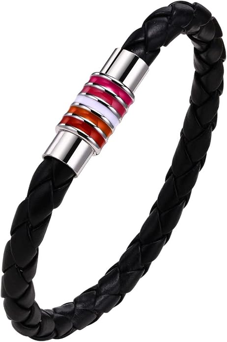 Nanafast Titanium Stainless Steel Rainbow LGBT Pride Bracelet Handmade Braided by Nanafast