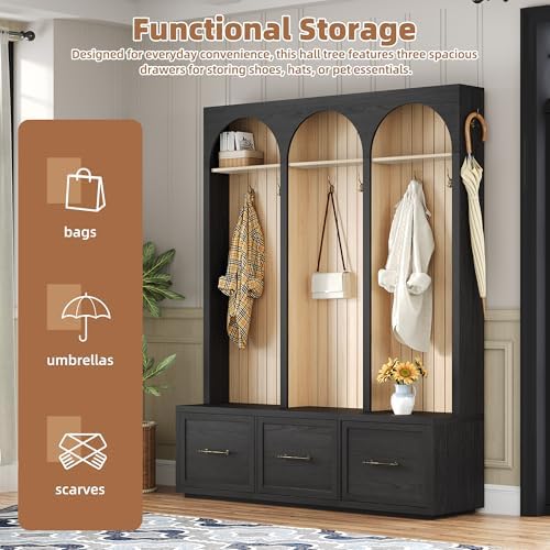 Merax Farmhouse Wood Hall Tree - Image 3