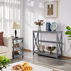 Yaheetech Narrow Entryway Console Table, 2-Tier X-Frame Storage Shelf - Image 2