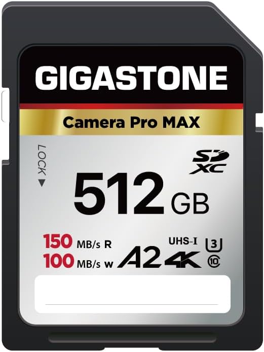 【5-Years Data Recovery】 GIGASTONE 512GB SD Card, 4K Camera Pro MAX, UHS-I A2 4K by Gigastone