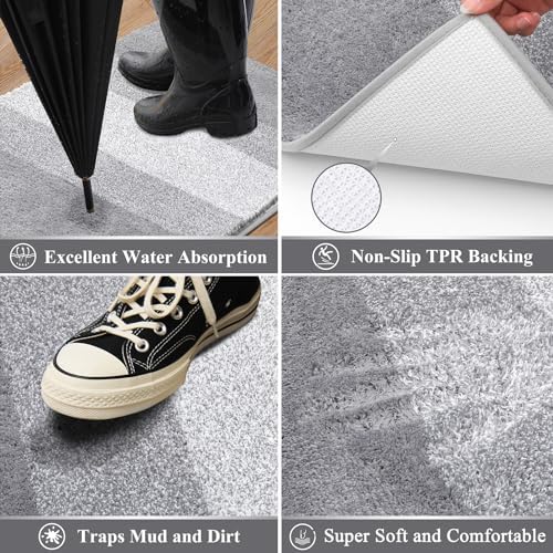 Vaukki Indoor Doormat Entryway Light Grey Door Mat 36x59 inch - Image 4