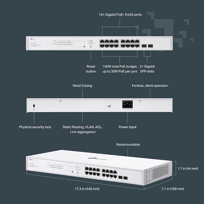 TP-Link Festa FS318GP 18 Port Gigabit Smart Managed PoE Switch 16 PoE+ Port - Image 6