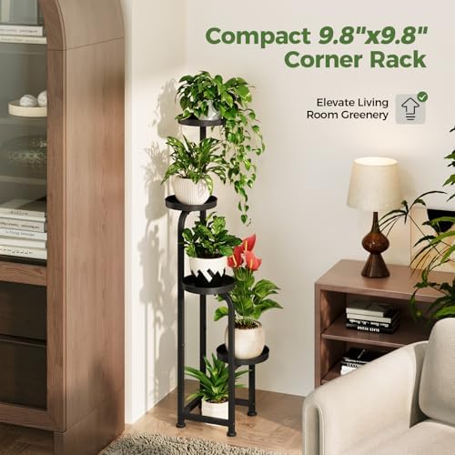 Bamworld Tall Plant Stand Indoor Outdoor Corner Metal Flower Pot Stands - Image 3