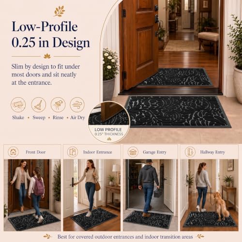 Yimobra Extra Large Front Door Mat, Floral Outdoor Mat - Image 5