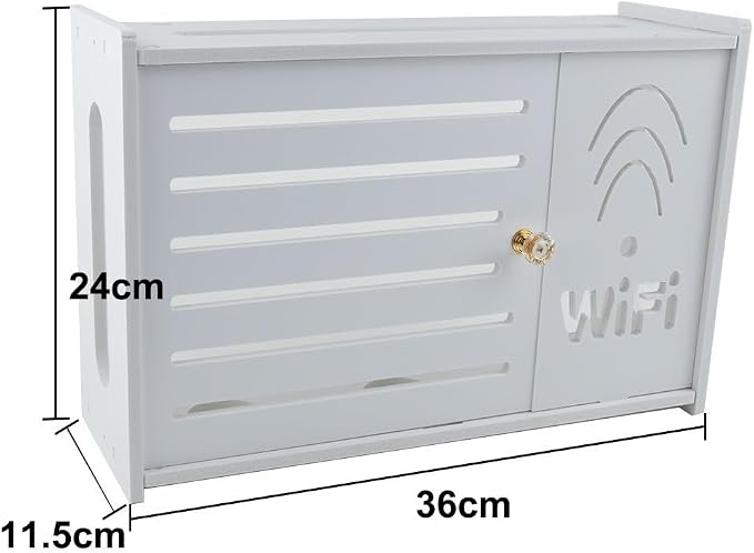 White Plastic Router Storage Box, Wall Mount Cable Organizer - Image 2