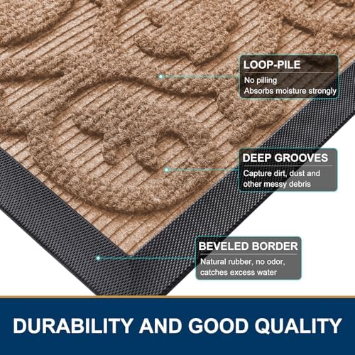 Smiry Front Door Mat Outside Entrance, Low Profile Rubber Doormat - Image 4