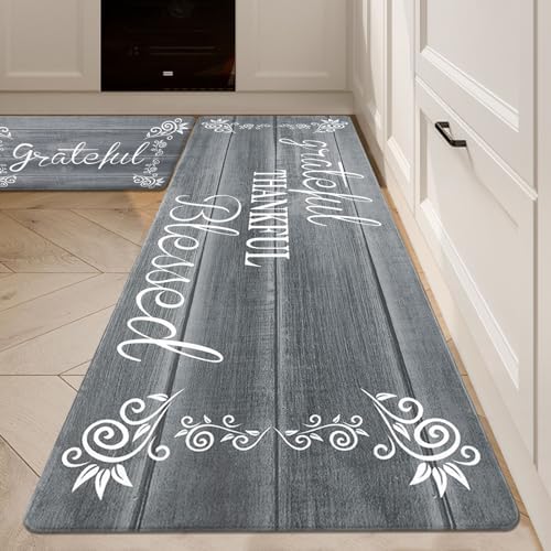 HEBE Anti Fatigue Kitchen Mat Set of 2, Cushioned Kitchen Mats by HEBE