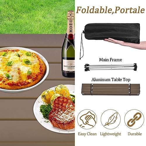 Grope Portable Camping Table, Aluminum Folding Beach Table - Image 4