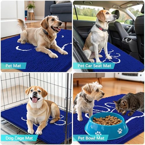 OLANLY Dog Door Mat for Muddy Paws 30x20, Paw Print Design Chenille Mud Mat - Image 7