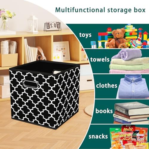 Black Foldable Storage Cubes Bins, Fabric Storage Box Cubes Organizer Baskets - Image 3